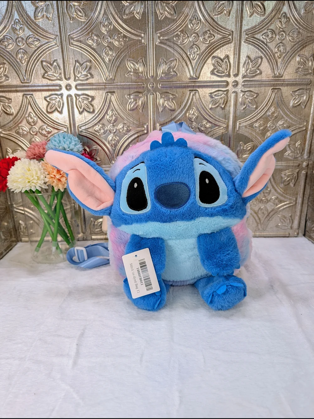 Plush Stitch Character Kids Backpack - Blue & Pastel Pink